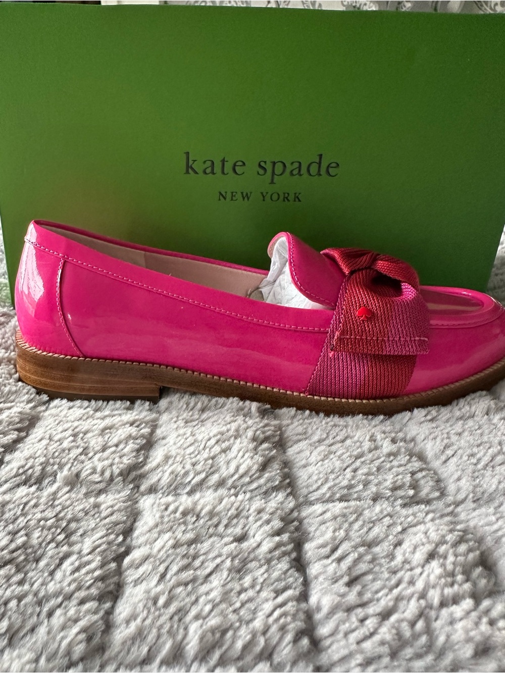 kate spade Patent Leather Bow Loafer in Hot Pink